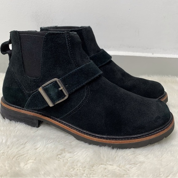L.L. Bean 503167 Women's Black Old Port Suede Leather Ankle Boots Size 8 - Picture 1 of 16